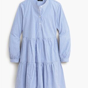 J. Crew Striped Stretch Cotton Poplin Tiered Dress